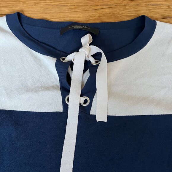 Weekend Max Mara Navy White Stripe Long Sleeve Blouse Small 90s Designer - Picture 7 of 8